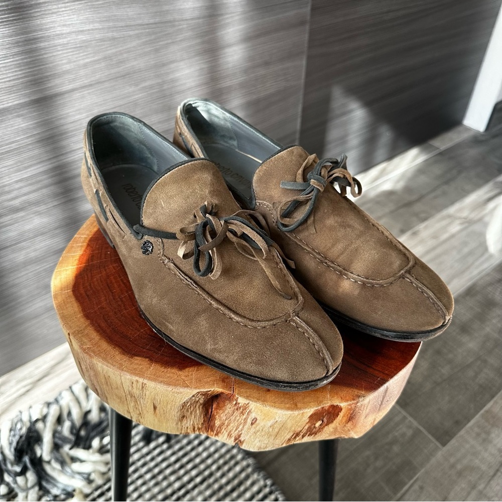 Roberto Cavalli Brown Suede Loafers